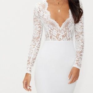 NWT White lace top Bodycon Dress Size 2